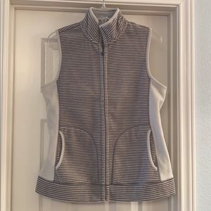 Gray striped fleece vest